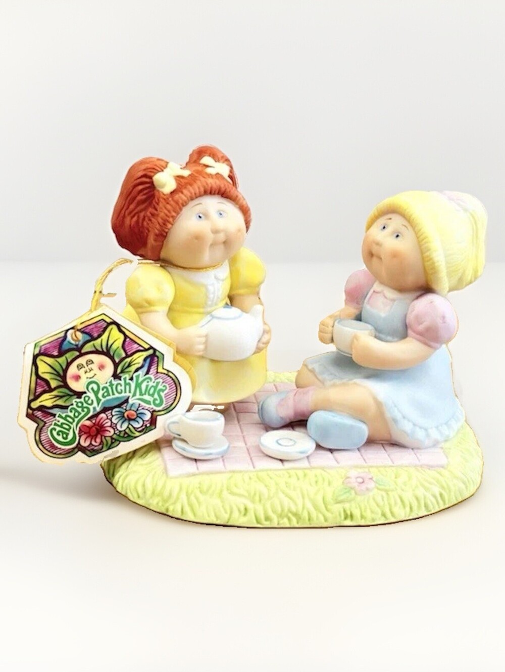 Vintage Collectible Cabbage Patch Kids "Tea For Two”Porcelain Figurine 1984 New